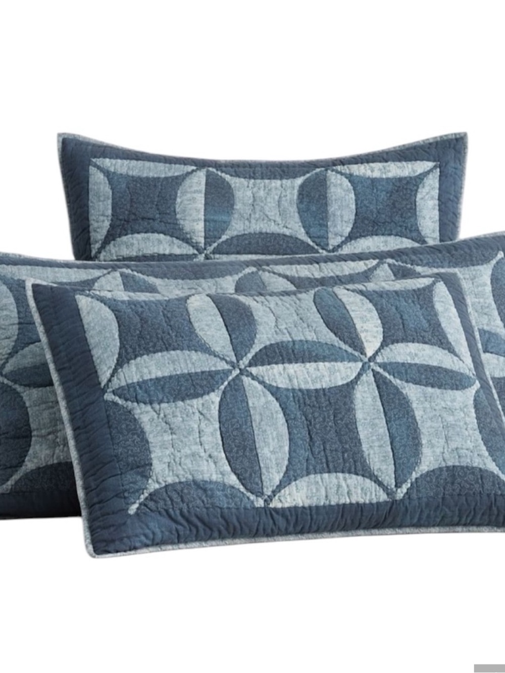 1 Pottery Barn Harper Patchwork EURO Pillow Sham Blue NWOT